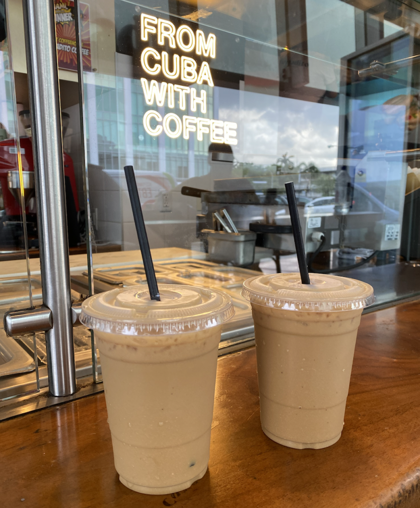 two iced lattes at Cortadito in Miami